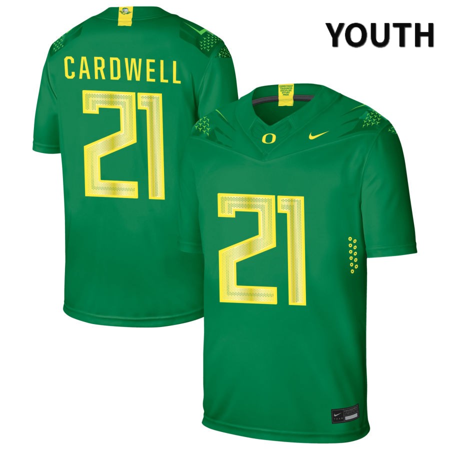 Oregon Ducks Youth #21 Byron Cardwell Football College Authentic Green NIL 2022 Nike Jersey JXY27O4D